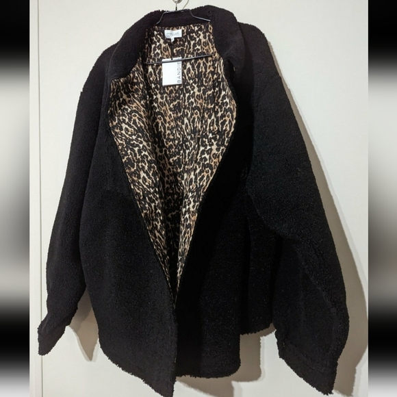 Sincerely Jules x Bandier Aspen Sherpa Jacket Coat Shacket Leopard Lining 3X - Picture 9 of 11